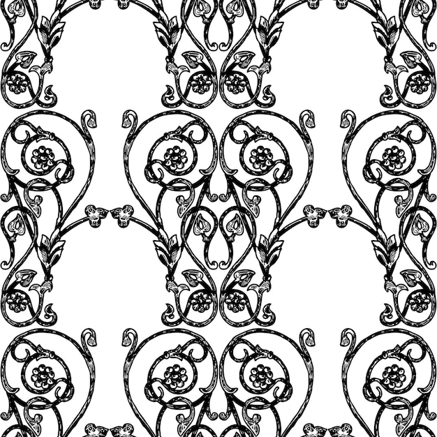 Seamless ornamental background of drawn vintage decorative design elements