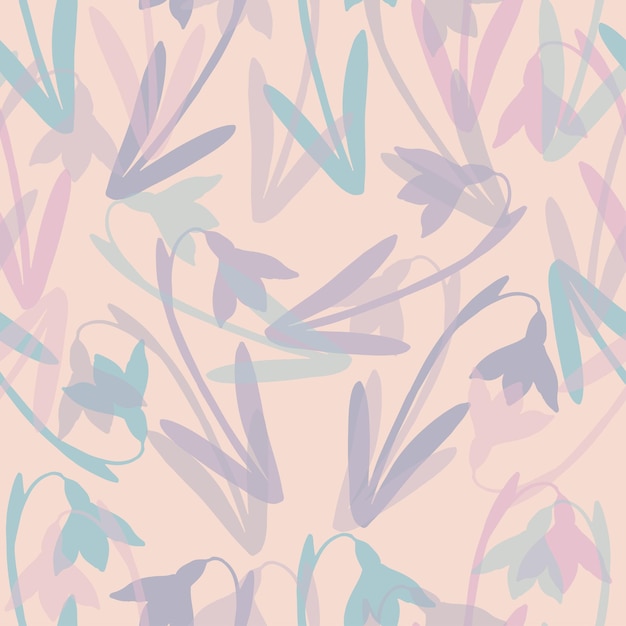 Seamless pastel doodle flowers pattern background greeting card or fabric