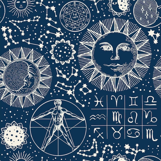 seamless patern on the theme of astrology