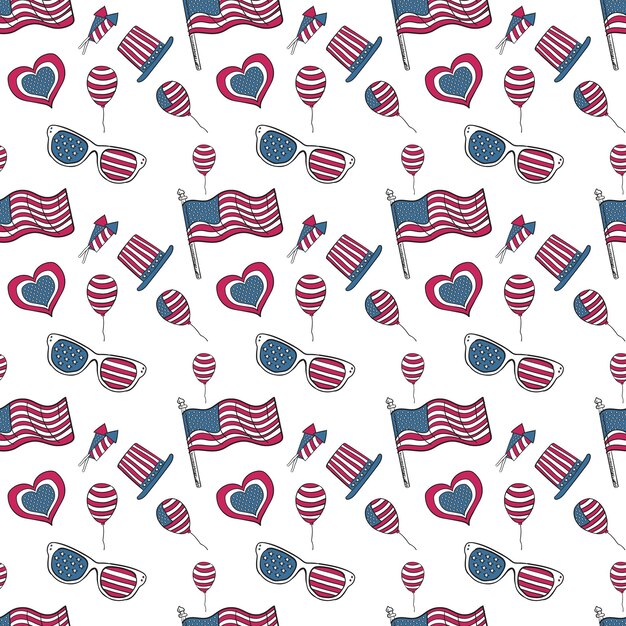 Vector seamless pattern for the 4th of july