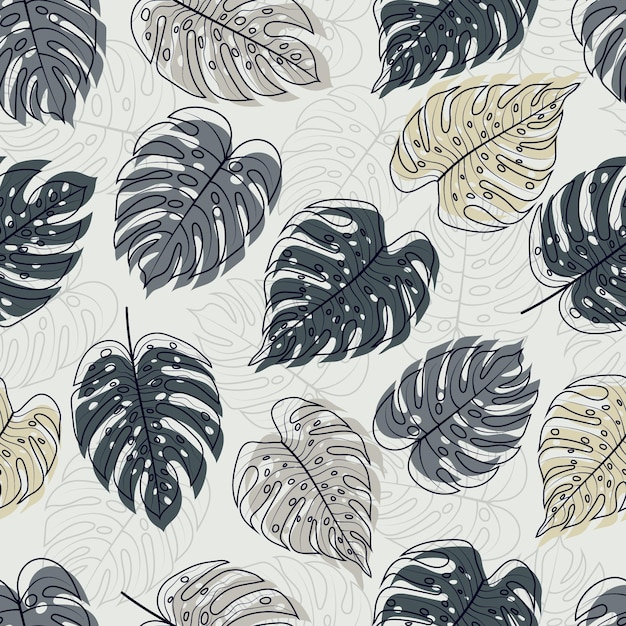 seamless pattern of abstract botanical floral tropical leaves