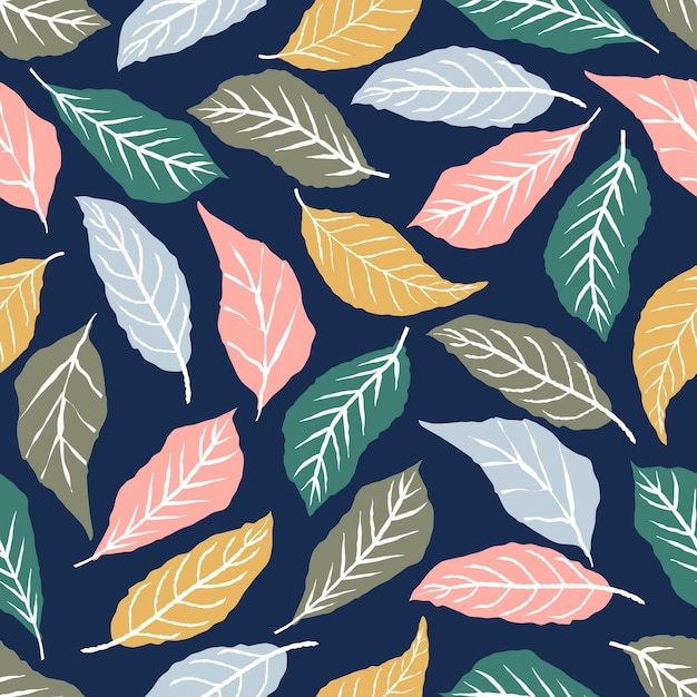 Seamless pattern of abstract botanical floral tropical leaves