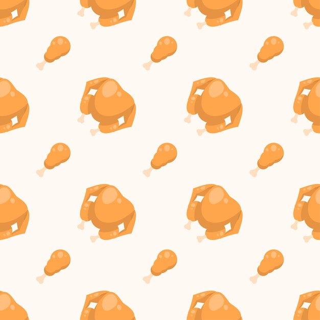 Seamless Pattern Abstract Elements Fast Food Chicken Vector Design Style Background Illustration