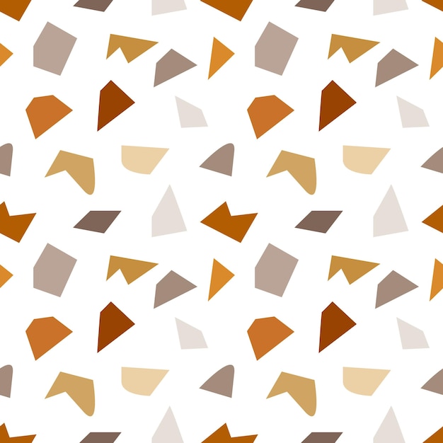 Seamless pattern abstract shapes in beige and brown shades on a white background Print textile