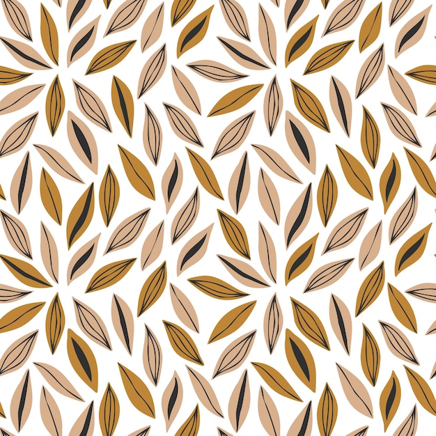 Seamless pattern in abstract style. The leaves of plants are arranged randomly. Vector illustration