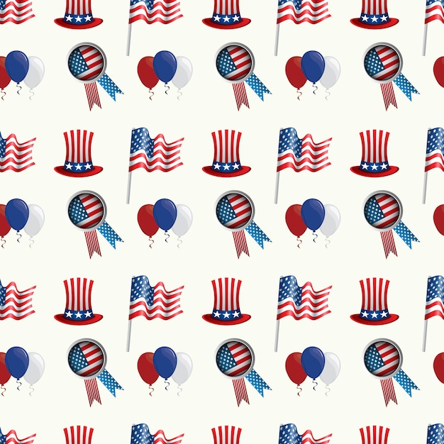 Seamless pattern in american national colors Holiday decorative background