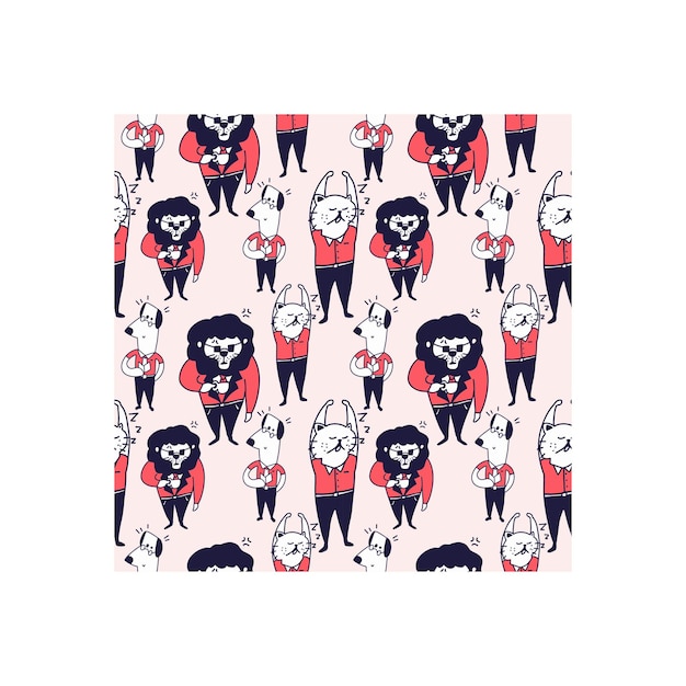 Seamless pattern animal cartoon character