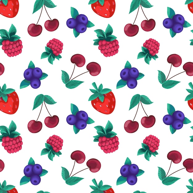 Seamless pattern of assorted berries