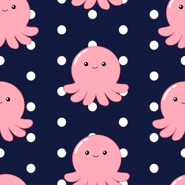 seamless pattern baby octopus