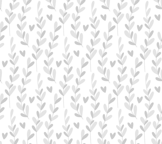 Seamless pattern background with abstract hand drawn plant winter cold branch silhouette