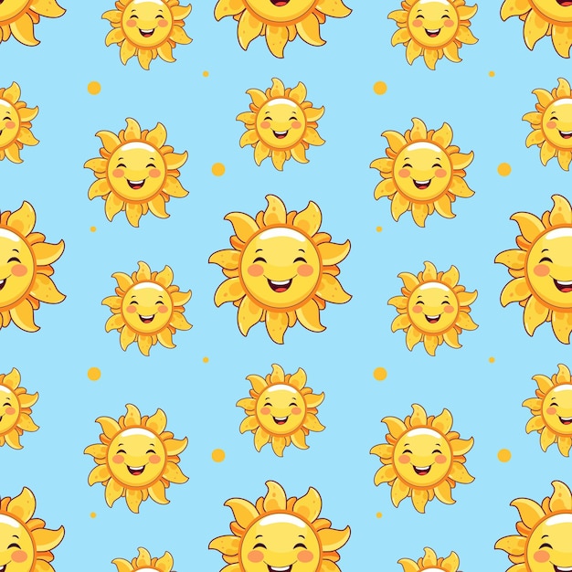 Seamless pattern background with childish sun Vector Illustration