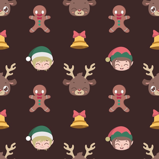 Seamless pattern background with Christmas characters