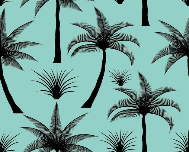 seamless pattern background with coconut palm trees .