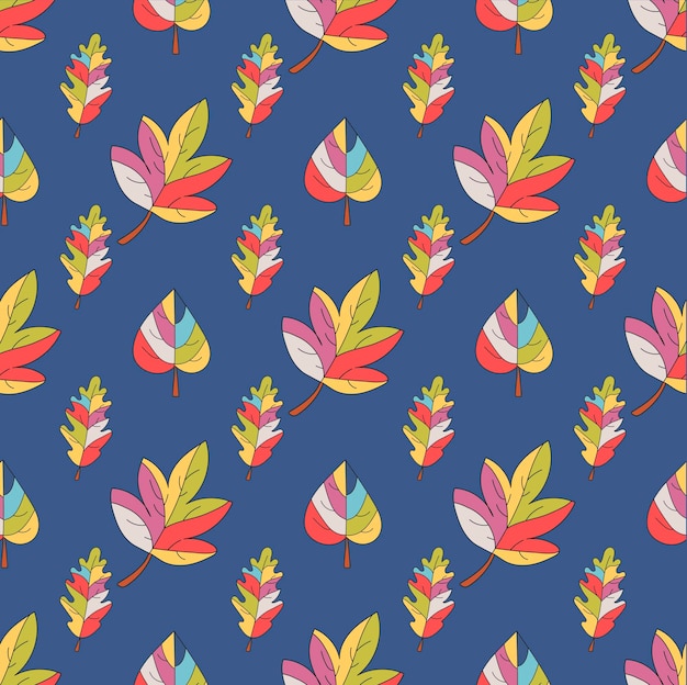 Seamless pattern background with colorful autumn leaves vector illustratio