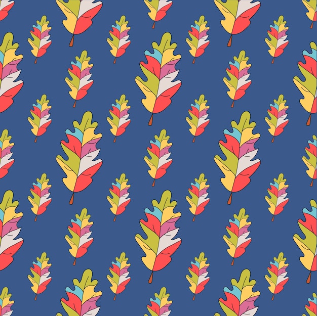 Seamless pattern background with colorful autumn leaves vector illustratio