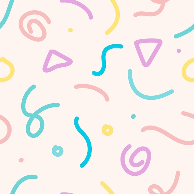 Seamless pattern background with colorful cute vector memphis