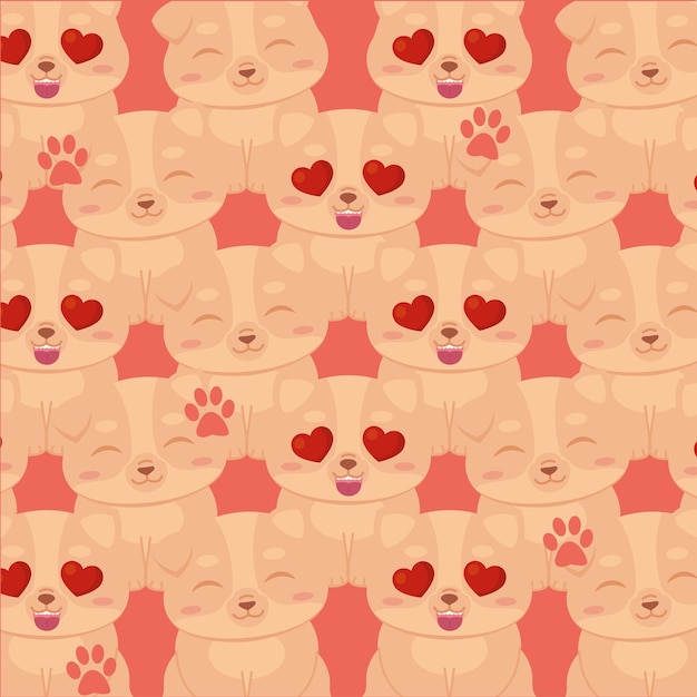 Seamless pattern background with dog emoji avatars Vector illustration