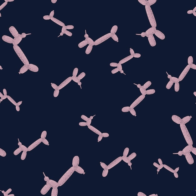 Seamless pattern balloon dogs Background of circus bubble animal in doodle style