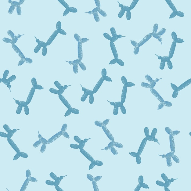 Seamless pattern balloon dogs Background of circus bubble animal in doodle style