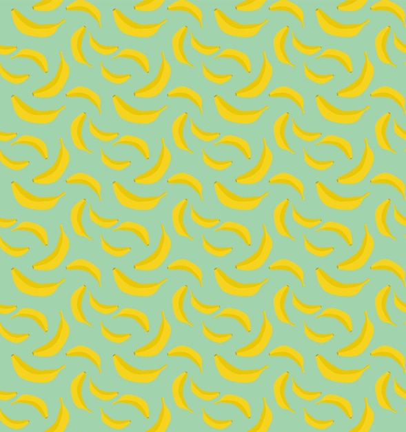 Seamless pattern bananas on blue background flat vector