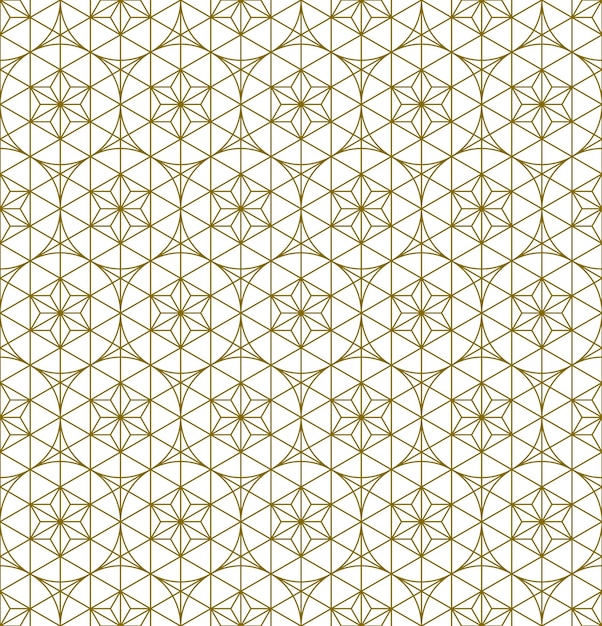 A seamless pattern based on elements of the traditional Japanese craft Kumiko zaiku. Fine lines of brown color.