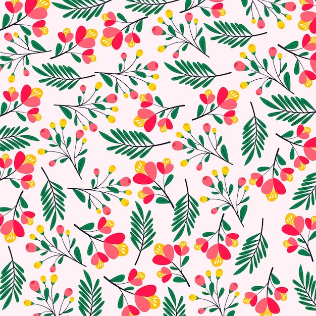 Seamless pattern beautiful flower and leaf Premium Vector