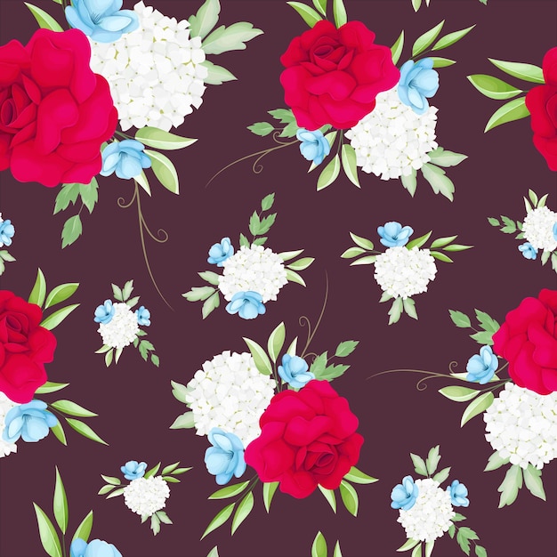 seamless pattern beautiful maroon and navy floral