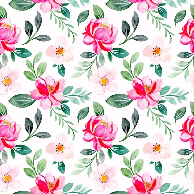 Seamless pattern of beautiful pink floral watercolor