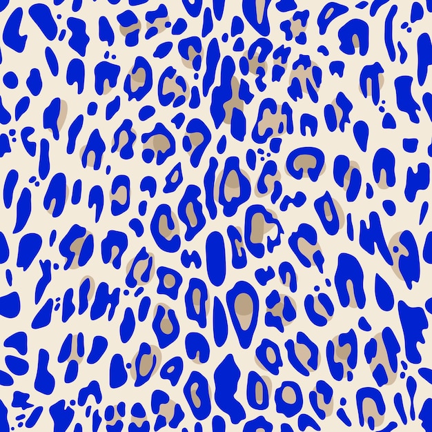 Seamless pattern beige and royal blue leopard print