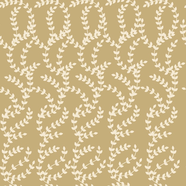 Seamless pattern of beige wallpaper with leaves silhouettes flat vector illustration