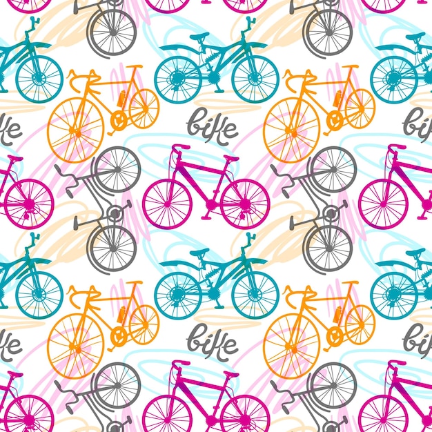 Seamless pattern bike Vector colorful pattern for your design