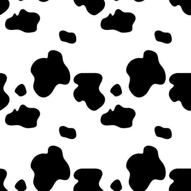 Vector seamless pattern of a black and white spotty cow fur