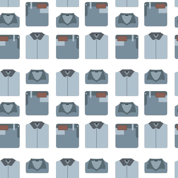 Vector seamless pattern of blue jeans and shirts on a white background