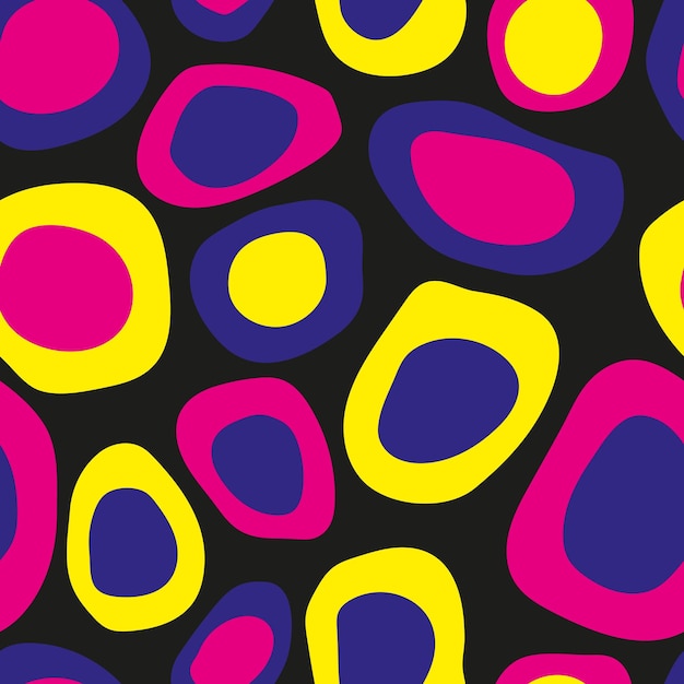 Seamless pattern bright colored circles rich dark shades abstract background for fabric wrapping interior