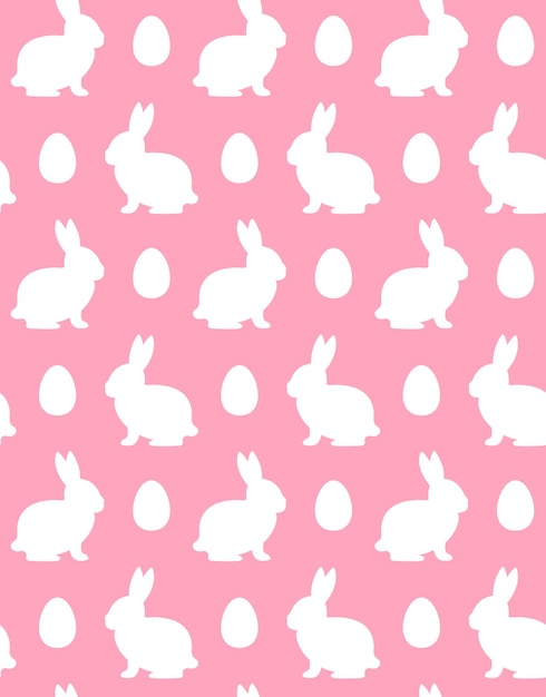 Seamless pattern of bunny rabbit silhouettes and eggs