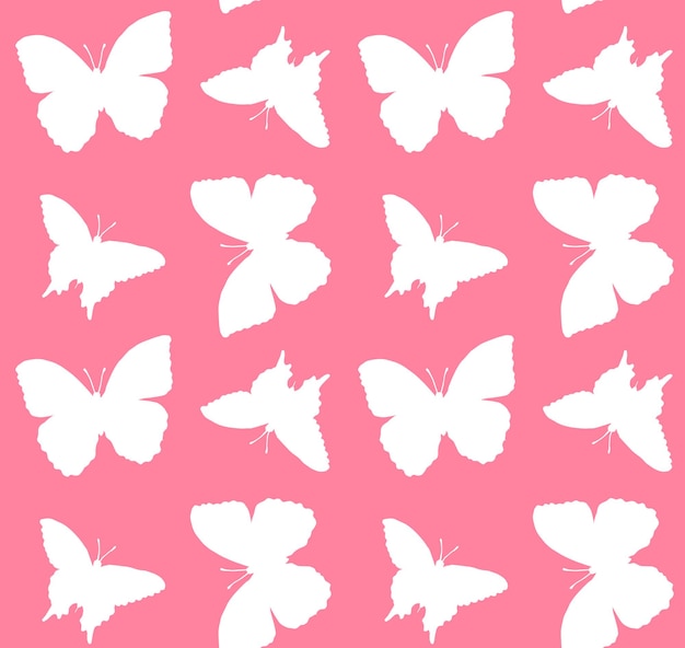 Seamless pattern of butterfly silhouettes