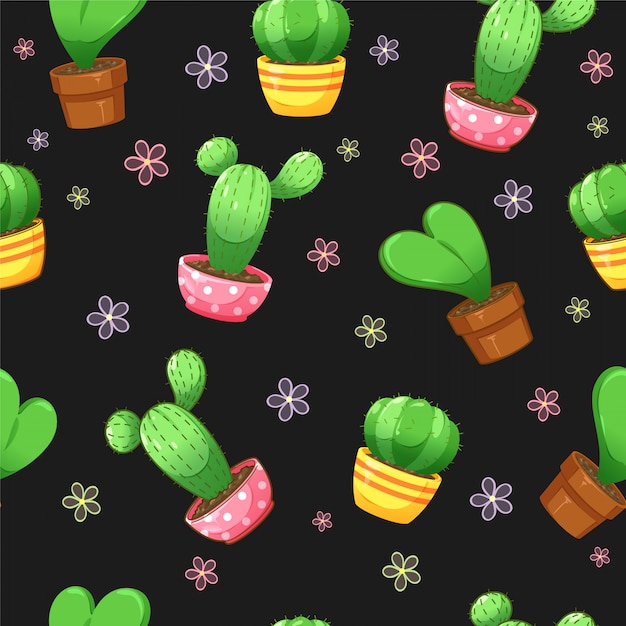 Seamless pattern of cactus plant