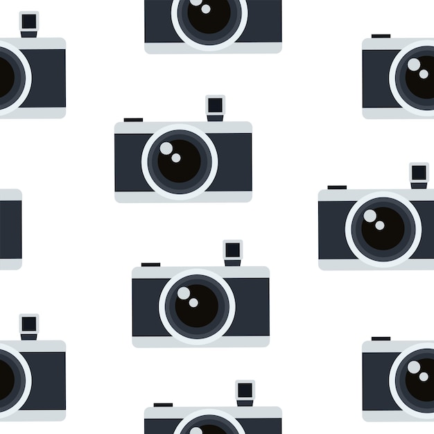 Seamless pattern of the camera icon Camera Illustration on a white background