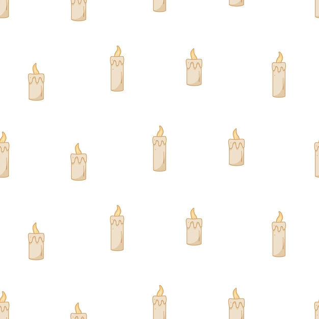 Seamless pattern Candle icon doodle style Vector illustration sketch of a burning wax candle