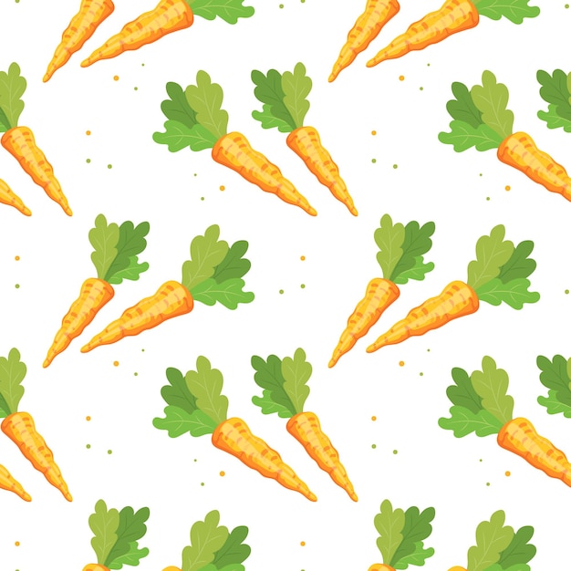 Seamless pattern, carrots on a white background, vegetable print. Kitchen decor, textile, vector