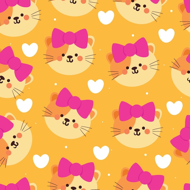 Vector seamless pattern cartoon cat cute wallpaper for textile gift wrap paper