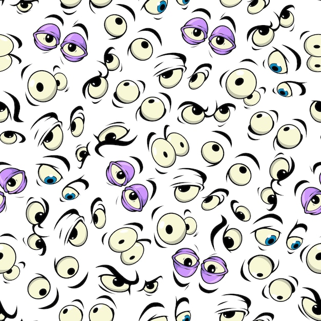 Seamless pattern of cartoon emotional comic faces