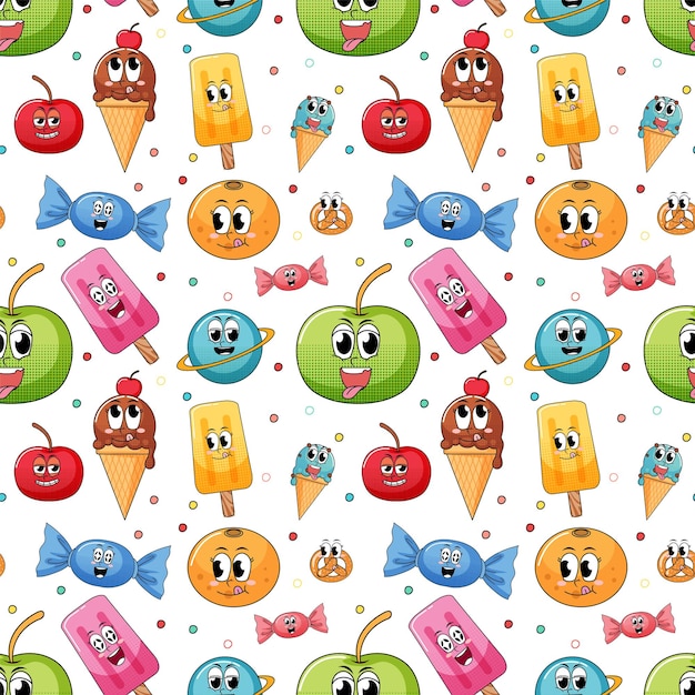 Seamless pattern cartoon on white background