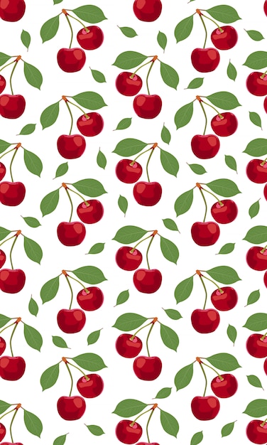 Seamless pattern cherry fruits