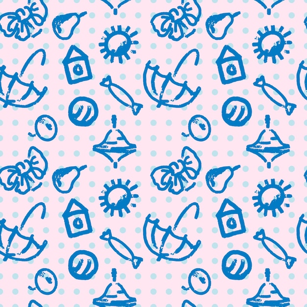 seamless pattern of children's theme, hand drawing