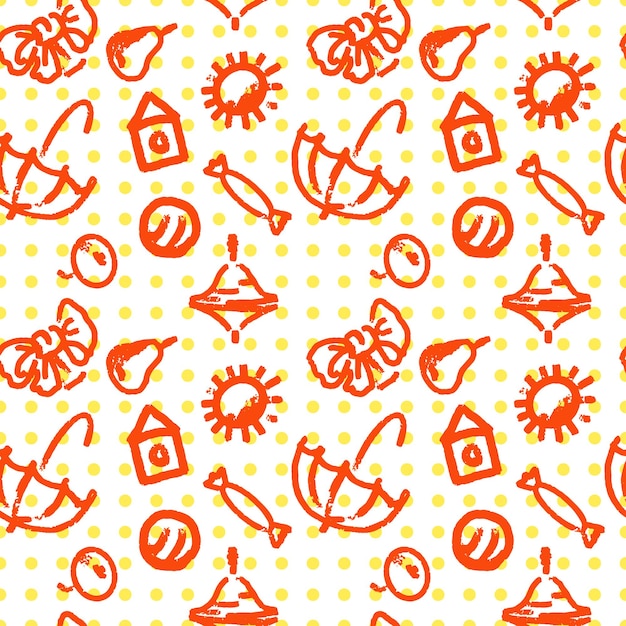 seamless pattern of children's theme, hand drawing