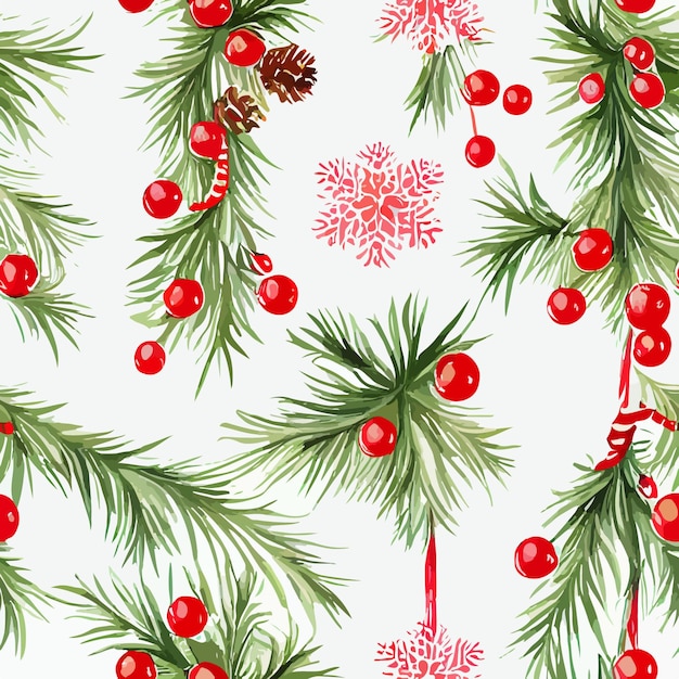 Seamless pattern christmas branch watercolor xmas omela endless pattern Newyear collection