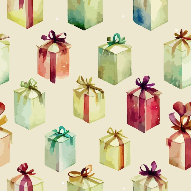 Seamless pattern christmas present watercolor gift endless pattern Newyear holidays