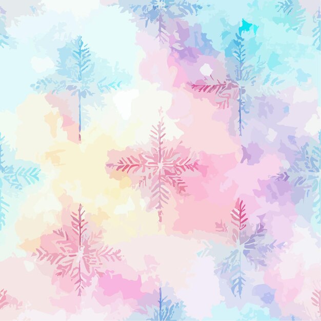 Vector seamless pattern christmas snowflake watercolor xmas endless pattern winter collection