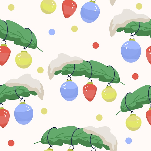 seamless pattern for christmas with christmas tree and toy balls